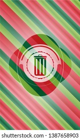trash can icon inside christmas badge background.