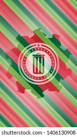 trash can icon inside christmas style emblem.