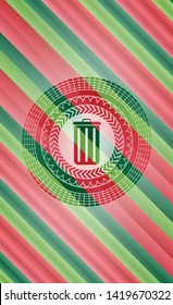 trash can icon inside christmas style badge..