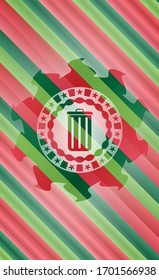 botín de basura en el interior de la insignia de los colores de Navidad.