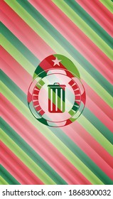 icono de la papelera dentro de la insignia de navidad. 