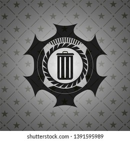 trash can icon inside dark emblem. Retro