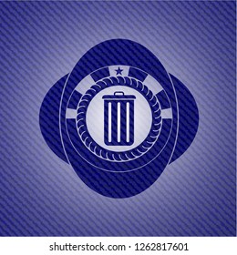 trash can icon inside emblem with jean high quality background