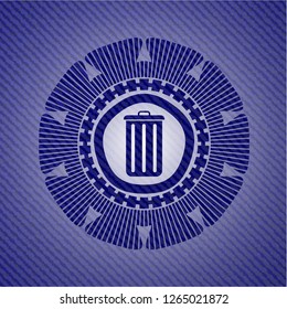 trash can icon inside emblem with jean high quality background