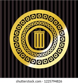 trash can icon inside gold badge or emblem
