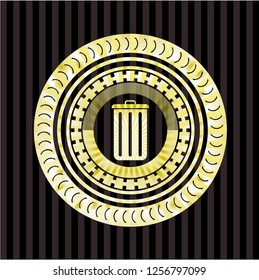 trash can icon inside gold badge