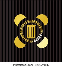 trash can icon inside gold shiny emblem