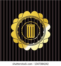 trash can icon inside gold badge or emblem