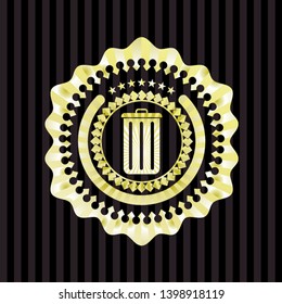 trash can icon inside gold shiny badge