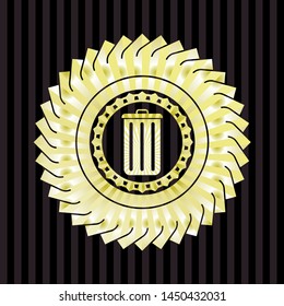 trash can icon inside gold shiny emblem