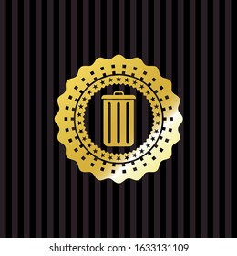 trash can icon inside gold emblem