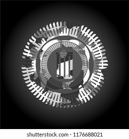 trash can icon inside grey camouflage emblem