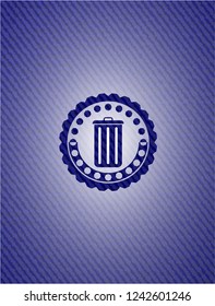 trash can icon inside jean background