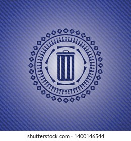 trash can icon inside jean background