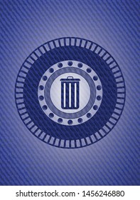 trash can icon inside jean background