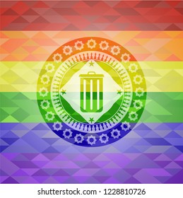 trash can icon inside lgbt colors emblem 