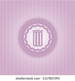 trash can icon inside pink emblem