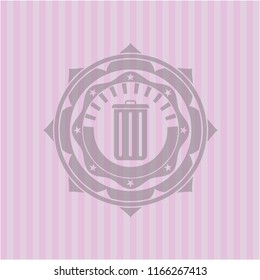 trash can icon inside pink emblem