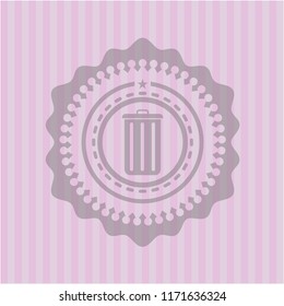 trash can icon inside pink emblem. Retro