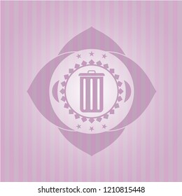 trash can icon inside pink emblem. Vintage.