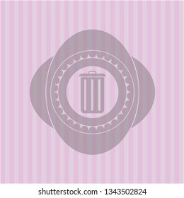 trash can icon inside pink emblem