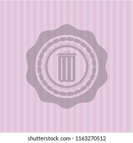 trash can icon inside realistic pink emblem