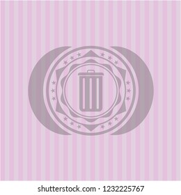 trash can icon inside realistic pink emblem