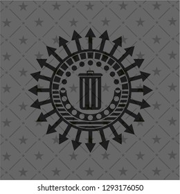 trash can icon inside realistic black emblem