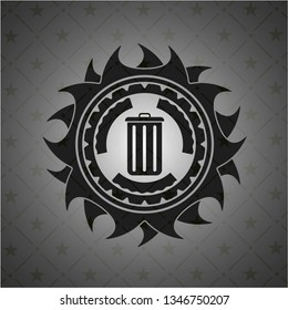trash can icon inside realistic black emblem