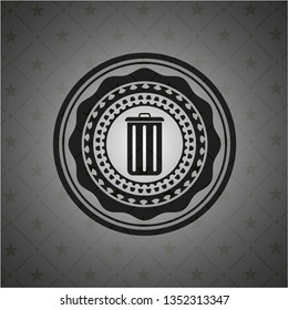 trash can icon inside realistic black emblem