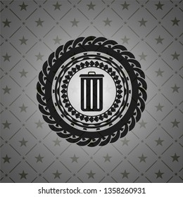 trash can icon inside realistic black emblem