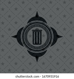 trash can icon inside realistic black emblem