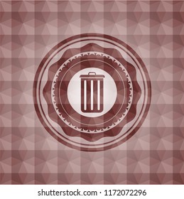 trash can icon inside red geometric badge. Seamless.