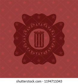 trash can icon inside red emblem. Vintage.