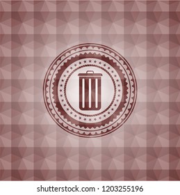 trash can icon inside red polygonal badge. Seamless.