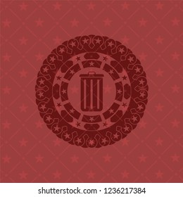 trash can icon inside red emblem