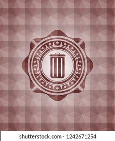 trash can icon inside red polygonal badge. Seamless.
