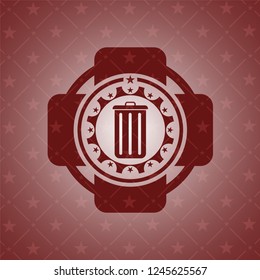 trash can icon inside red emblem
