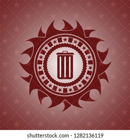 trash can icon inside red emblem. Vintage.