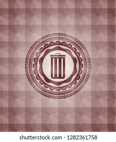 trash can icon inside red seamless geometric emblem.