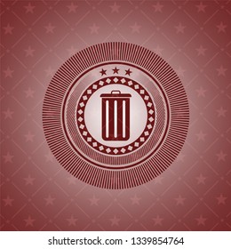 trash can icon inside red emblem. Vintage.