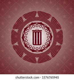 trash can icon inside red emblem. Retro
