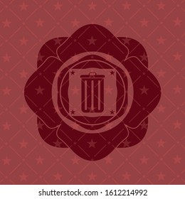 trash can icon inside red emblem. Vintage.