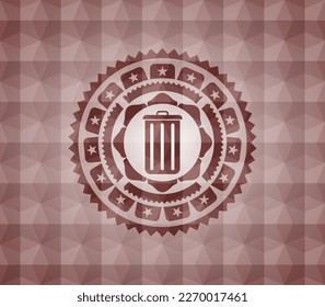 Abfall kann Symbol in roten nahtlosen Abzeichen mit geometrischem Muster. 