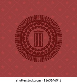 trash can icon inside retro red emblem
