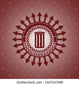 trash can icon inside retro style red emblem