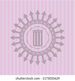 trash can icon inside retro pink emblem