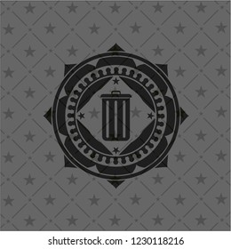 trash can icon inside retro style black emblem