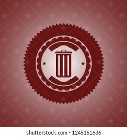 trash can icon inside retro style red emblem
