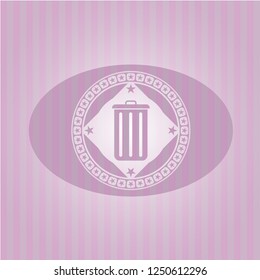 trash can icon inside retro pink emblem